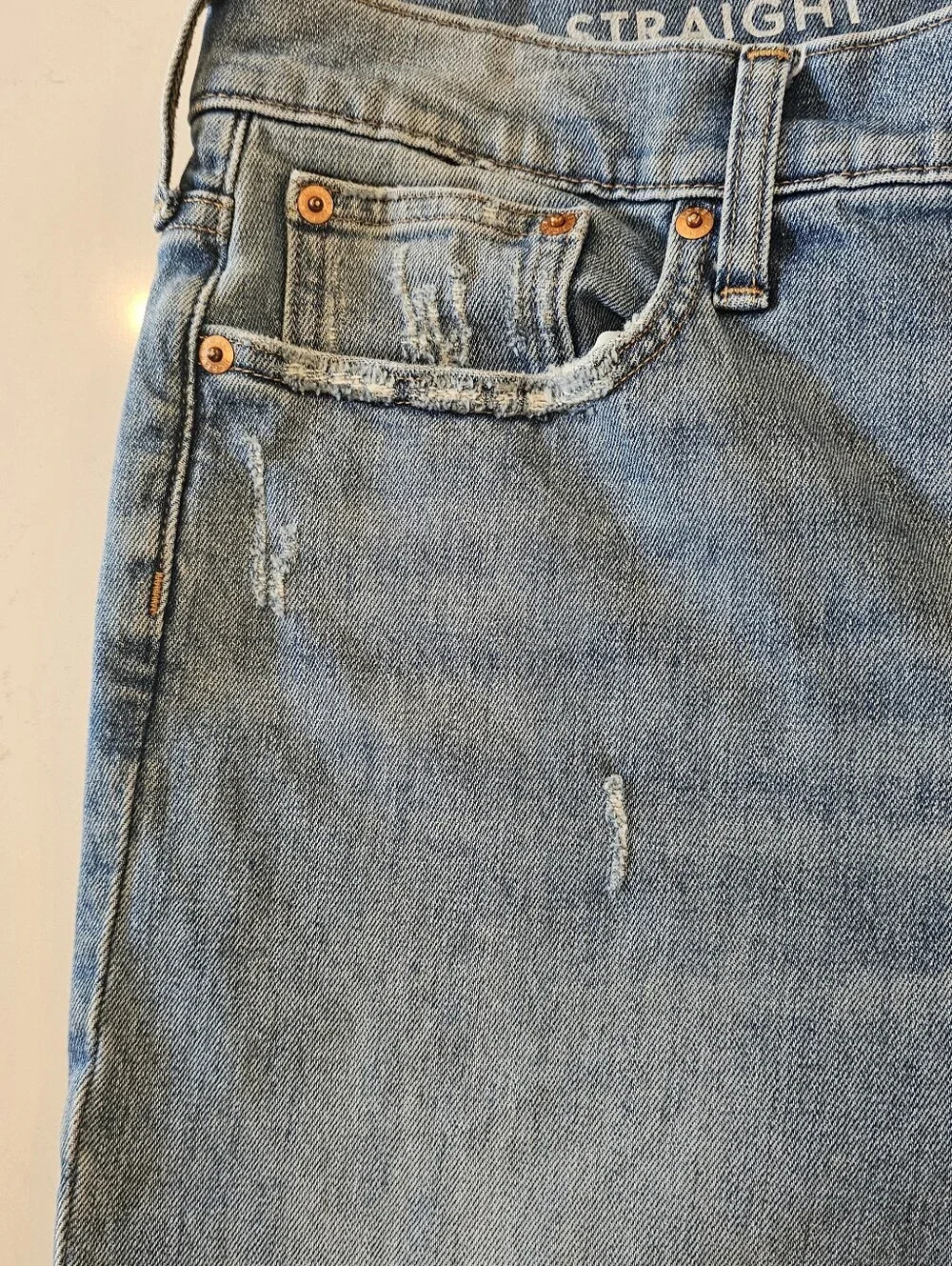 J.Crew Men’s 32T Classic Straight Light Wash Distressed Jeans